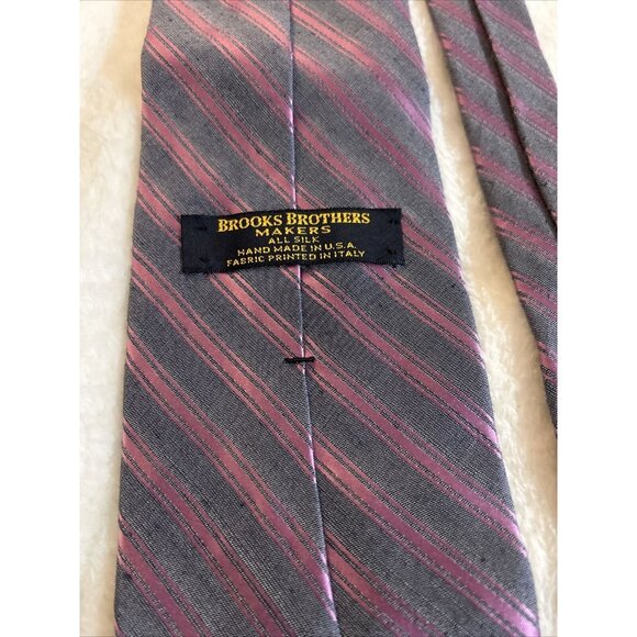 Brooks Brothers Makers Silk Necktie Stripe Classic Men's Tie - Picture 4 of 6